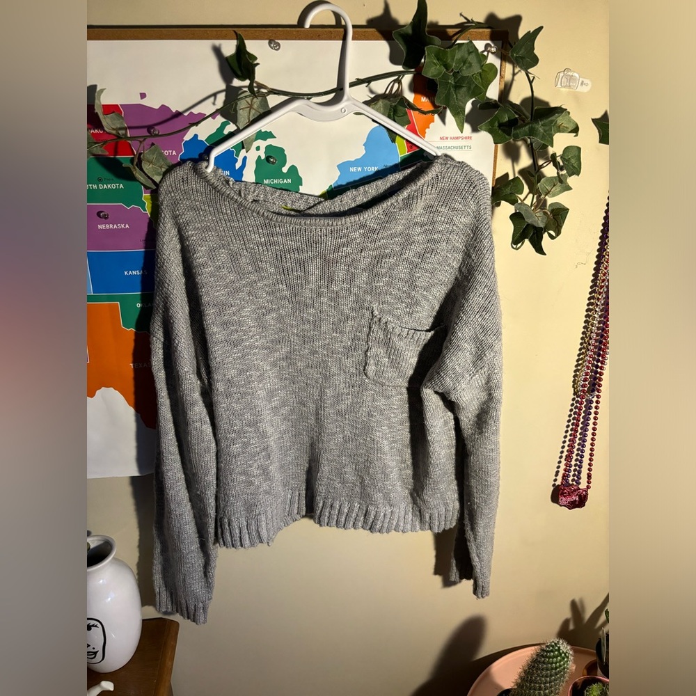 Gray knit sweater